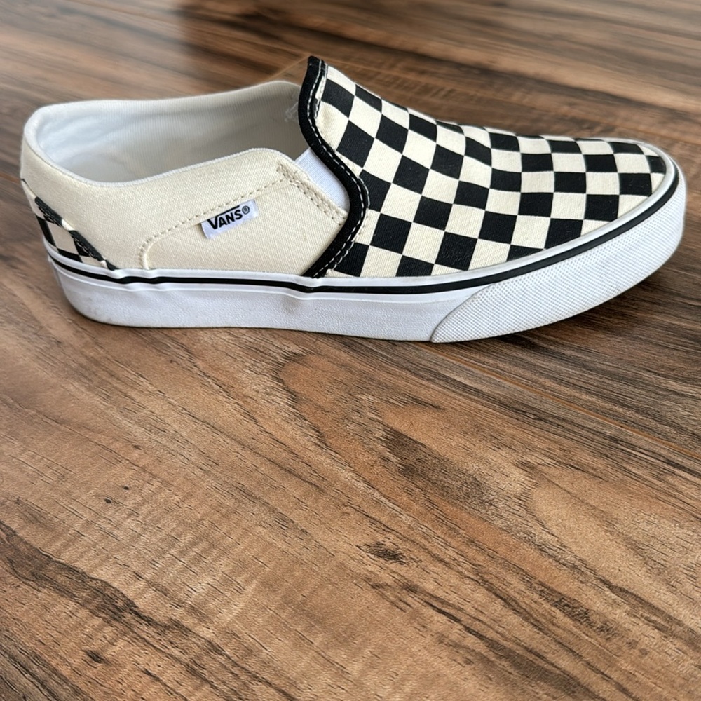 Van’s Classic Slip-On Checkerboard Black and White Canvas Shoes Size 7 - Picture 6 of 11
